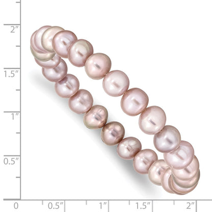 Mode 8-9mm Rosa Nahe-round Süßwasser Zuchtperle Dehnbar Armband