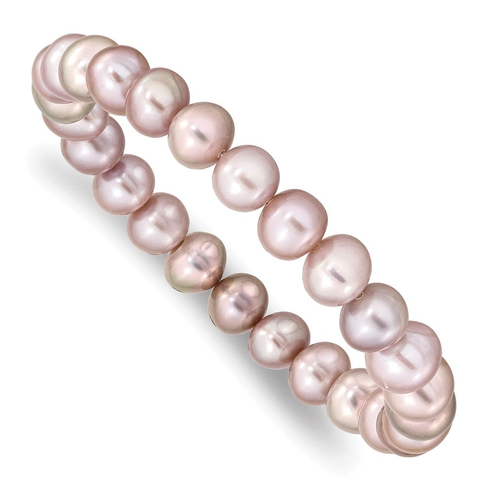Mode 8-9mm Rosa Nahe-round Süßwasser Zuchtperle Dehnbar Armband