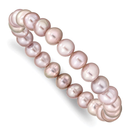 Mode 8-9mm Rosa Nahe-round Süßwasser Zuchtperle Dehnbar Armband