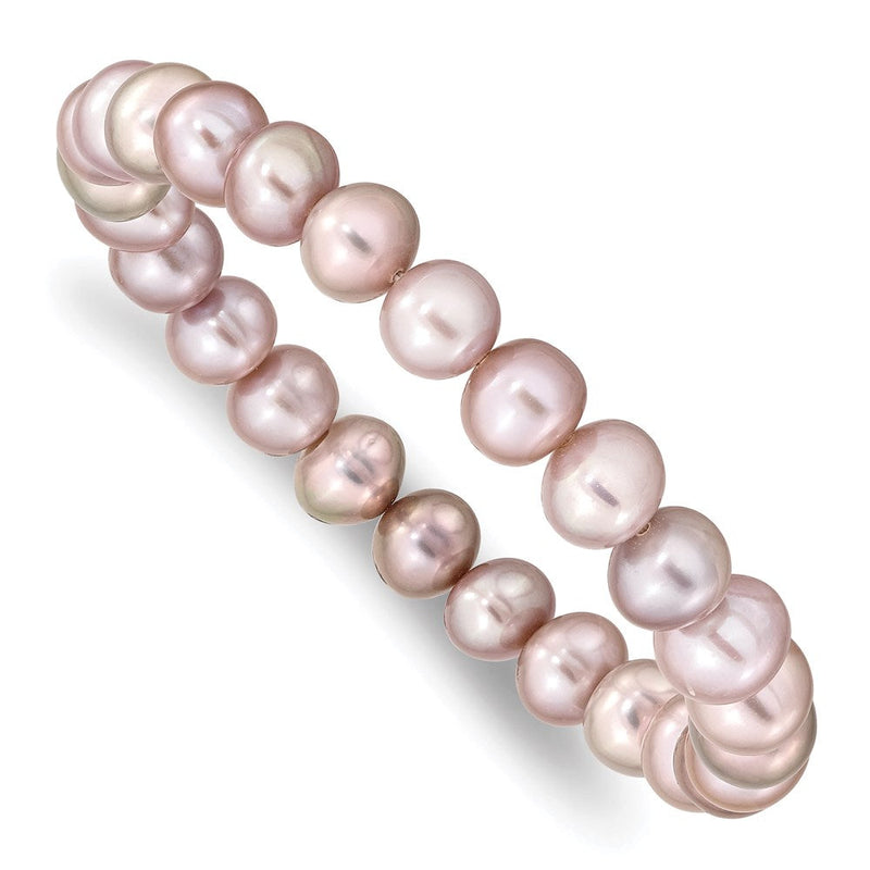 Mode 8-9mm Rosa Nahe-round Süßwasser Zuchtperle Dehnbar Armband