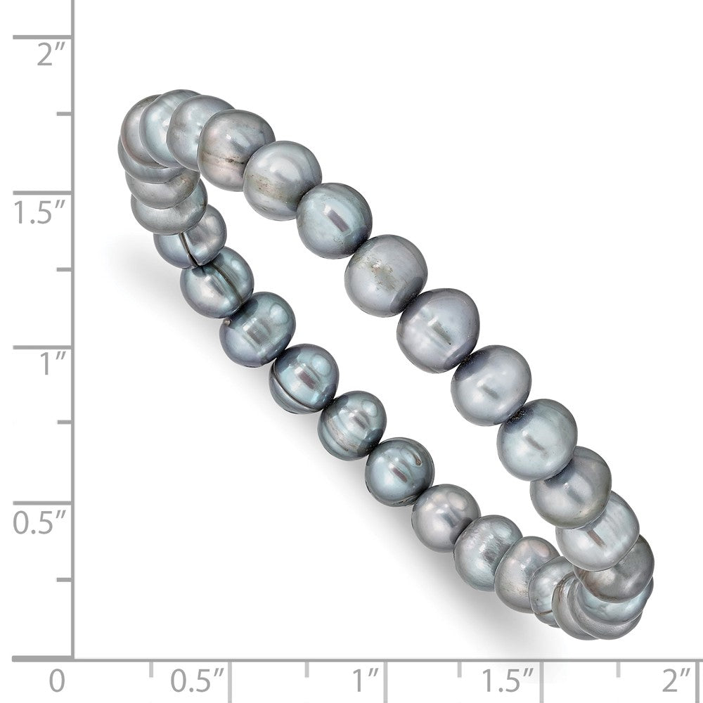 Mode 6-7mm Grau Süßwasser Zuchtperle Dehnbar Armband