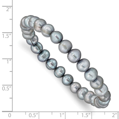 Mode 6-7mm Grau Süßwasser Zuchtperle Dehnbar Armband