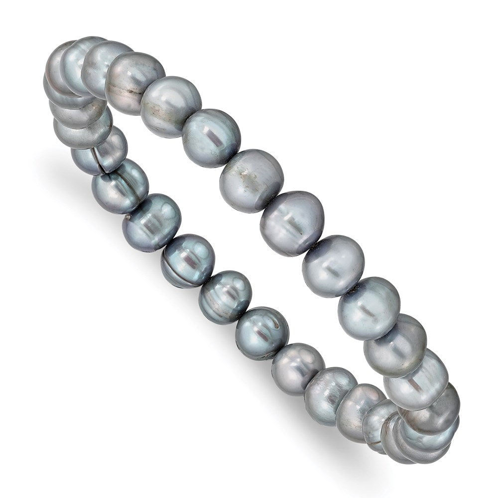 Mode 6-7mm Grau Süßwasser Zuchtperle Dehnbar Armband