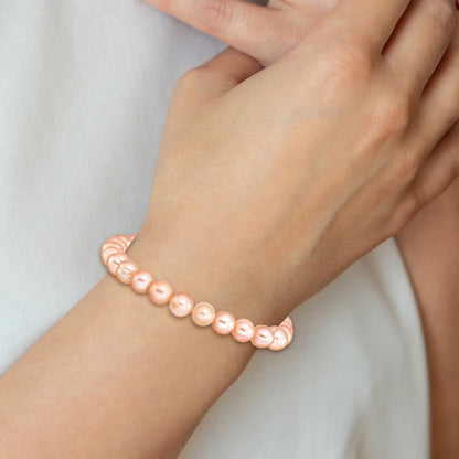 Mode 6-7mm Rosa Süßwasser Zuchtperle Dehnbar Armband