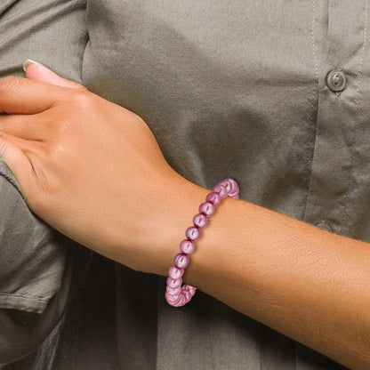 Mode 6-7mm Rose Süßwasser Zuchtperle Dehnbar Armband