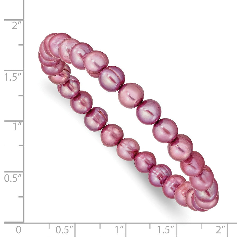 Mode 6-7mm Rose Süßwasser Zuchtperle Dehnbar Armband
