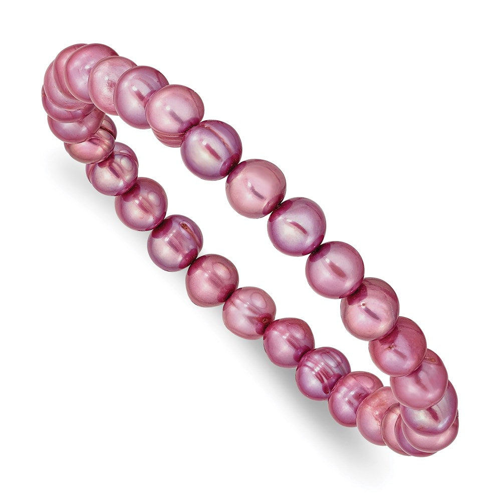 Mode 6-7mm Rose Süßwasser Zuchtperle Dehnbar Armband