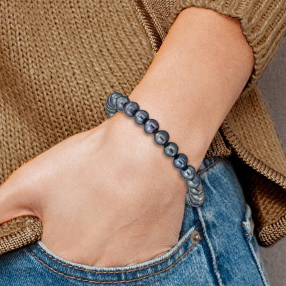 Mode 6-7mm Schwarz Süßwasser Zuchtperle Dehnbar Armband