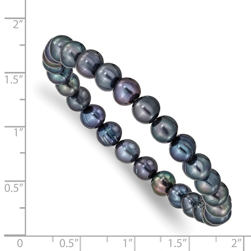 Mode 6-7mm Schwarz Süßwasser Zuchtperle Dehnbar Armband