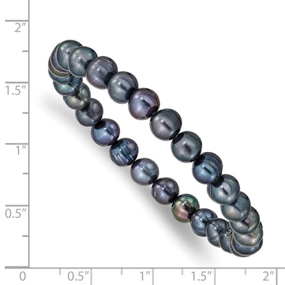 Mode 6-7mm Schwarz Süßwasser Zuchtperle Dehnbar Armband