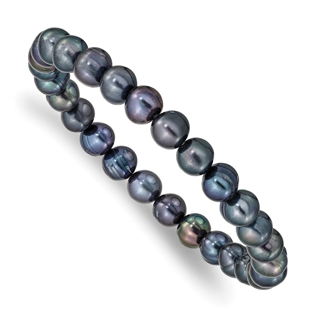 Mode 6-7mm Schwarz Süßwasser Zuchtperle Dehnbar Armband