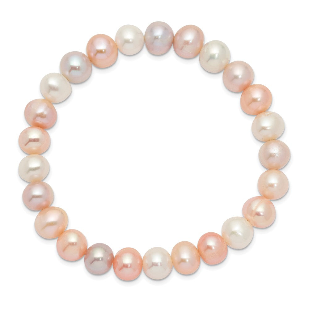 Mode 8-9mm Fwc Perle Weiß/pink/purple Dehnbar Armband