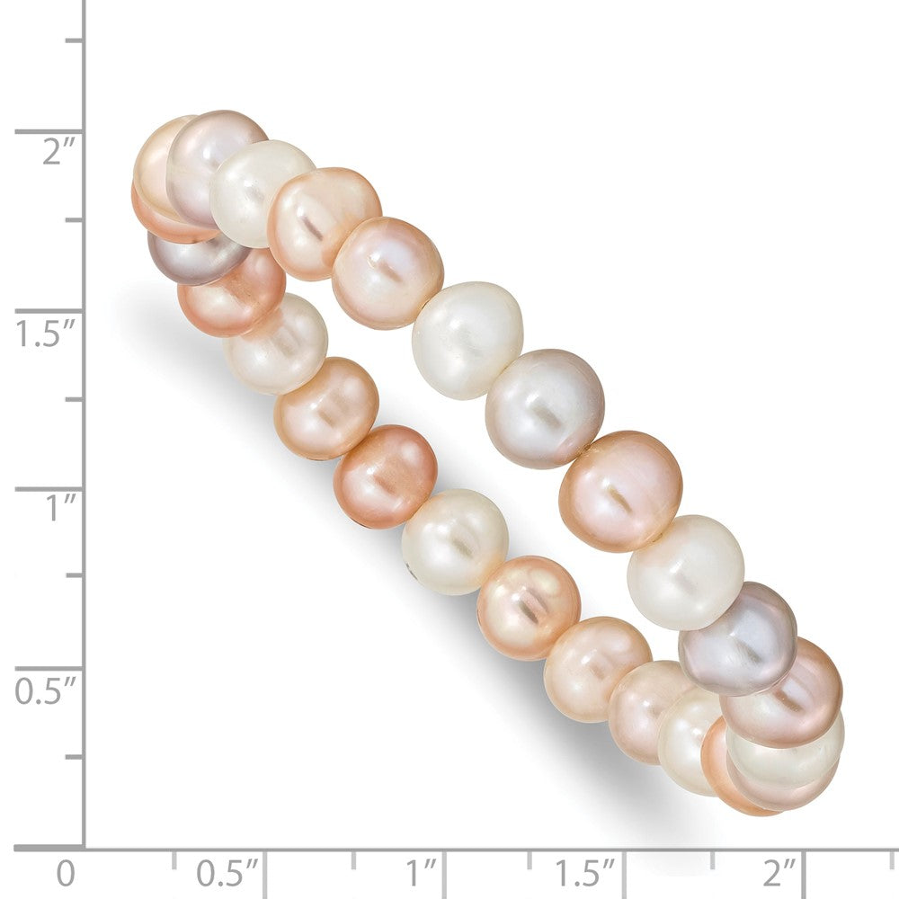 Mode 8-9mm Fwc Perle Weiß/pink/purple Dehnbar Armband