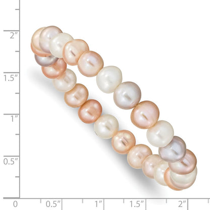 Mode 8-9mm Fwc Perle Weiß/pink/purple Dehnbar Armband