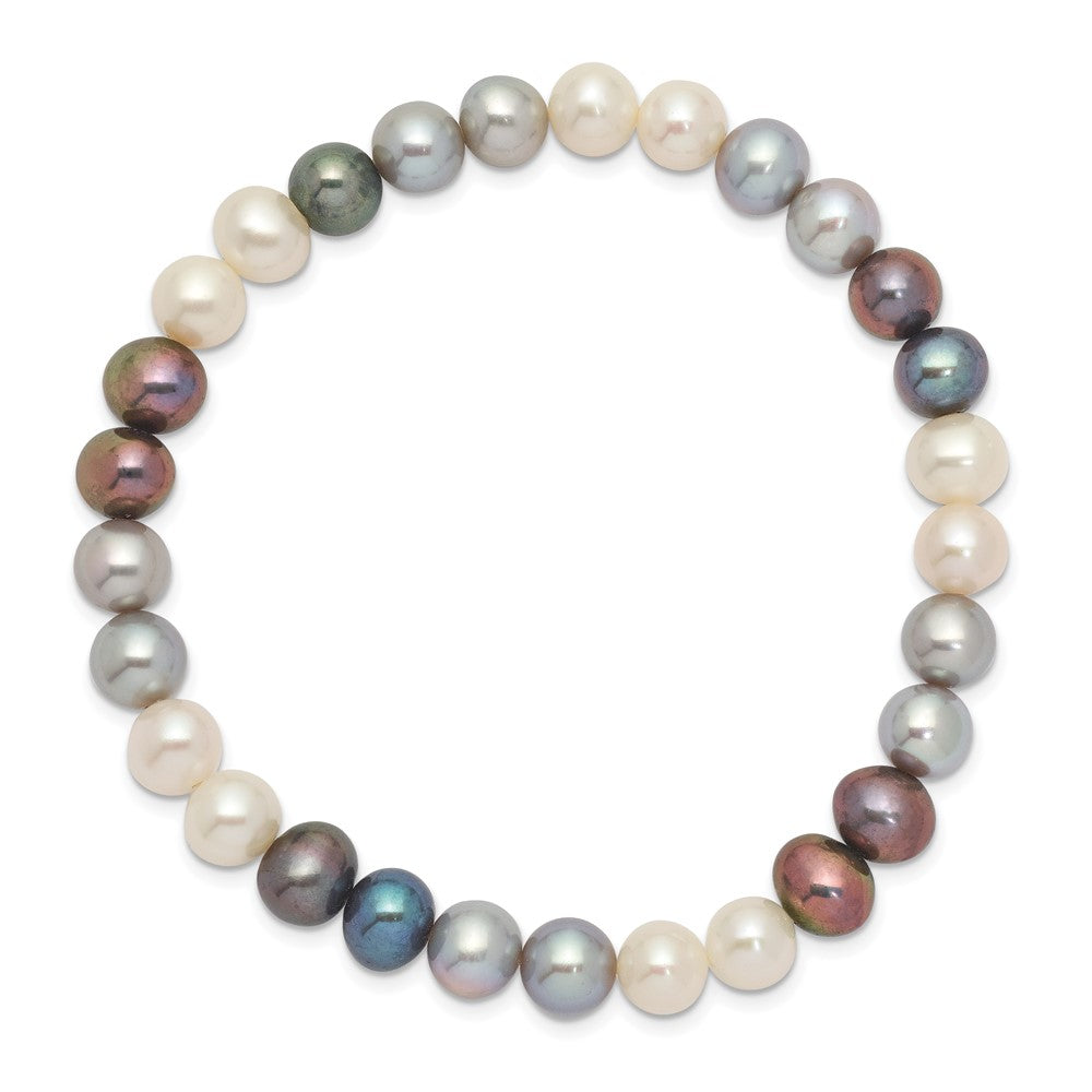 Mode 6-7mm Schwarz/grey/white Süßwasser Zuchtperle Dehnbar Armband