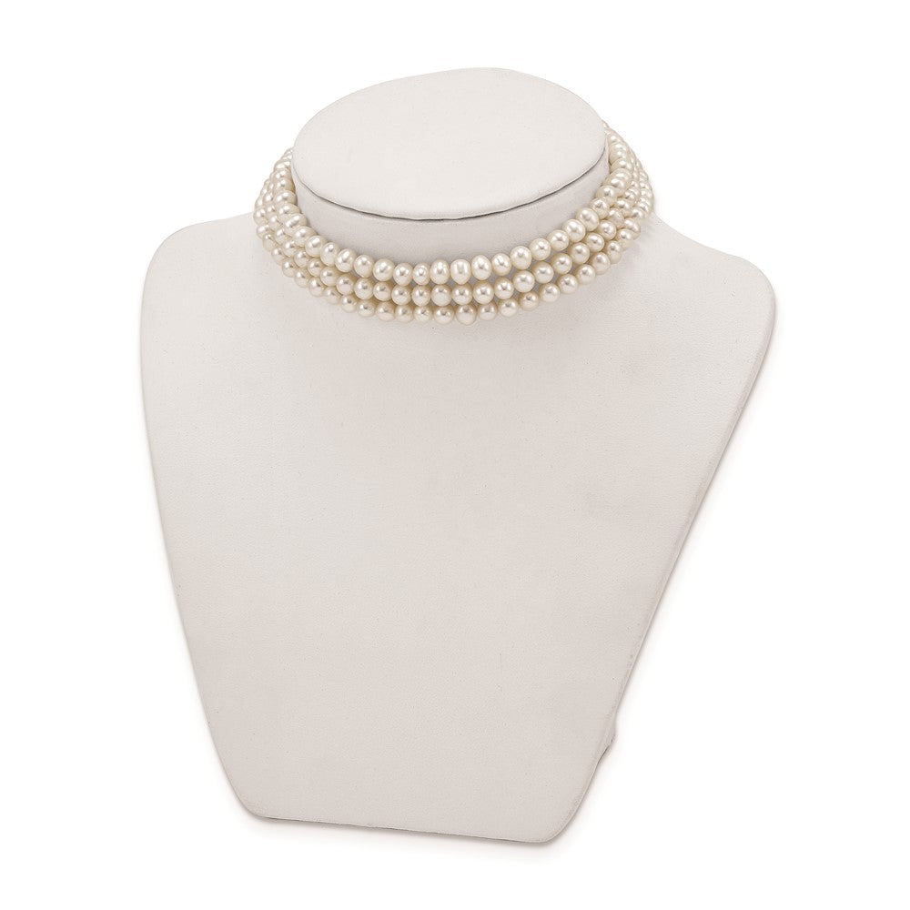 Sterlingsilber Rhd-plt 5-6mm 3 Rows Fwc Perle mit 1.5 Zoll Choker