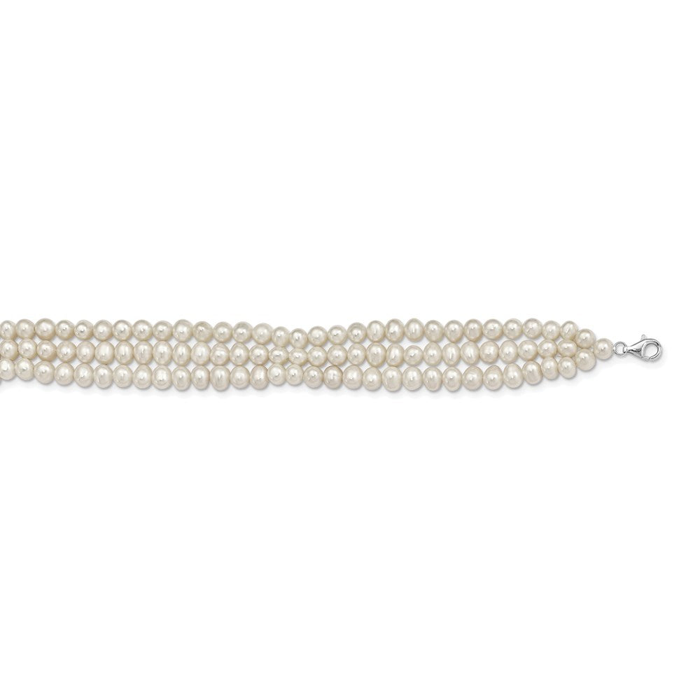 Sterlingsilber Rhd-plt 5-6mm 3 Rows Fwc Perle mit 1.5 Zoll Choker