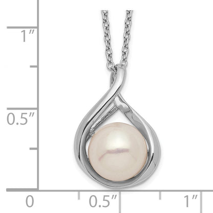 Sterlingsilber Rhod-plat 9-10mm Weiß Fwc Perle Halskette