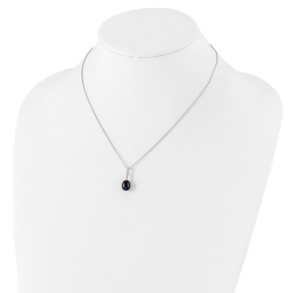 Sterlingsilber Rhod-plat 7-8mm Schwarz Fwc Perle Zirkonia Halskette