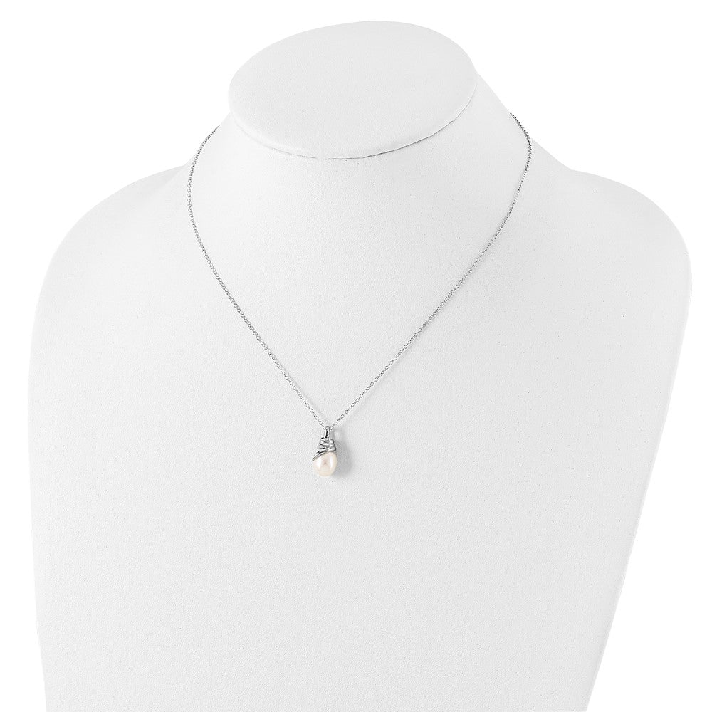 Sterlingsilber Rhod Platin 8-9mm Weiß Fwc Perle Halskette