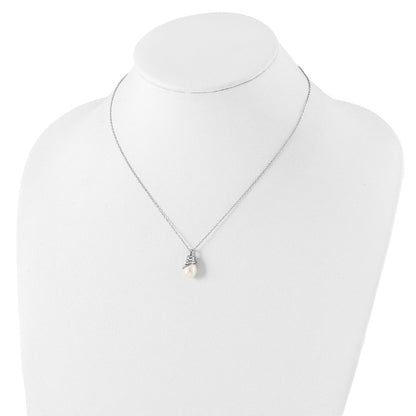 Sterlingsilber Rhod Platin 8-9mm Weiß Fwc Perle Halskette