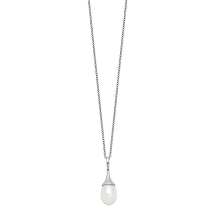 Sterlingsilber Rhod-plat 8-9mm Weiß Fwc Perle Halskette