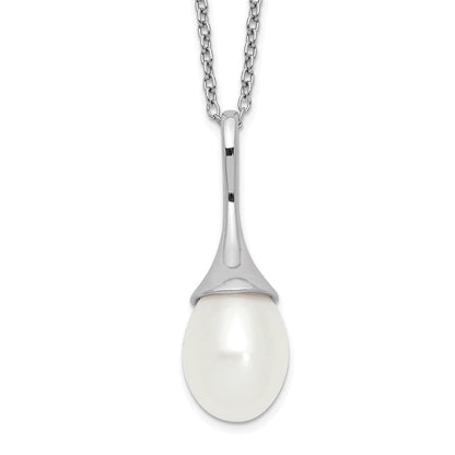 Sterlingsilber Rhod-plat 8-9mm Weiß Fwc Perle Halskette