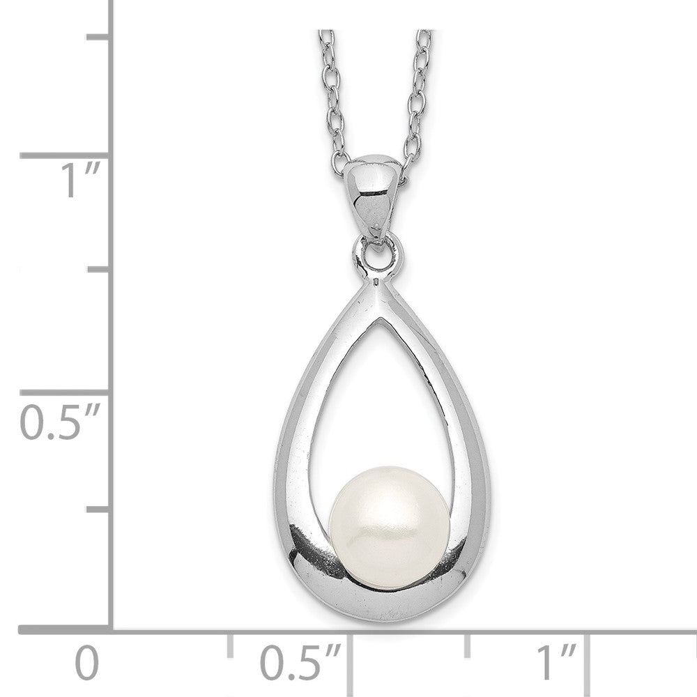 Sterlingsilber Rhodiniert 6-7mm Weiß Knopf Fwc Perle Halskette