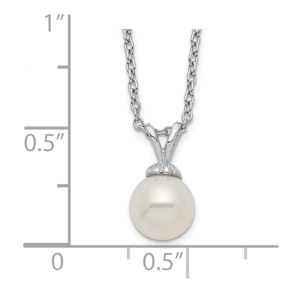 Sterlingsilber Rhod-plat 7-7.5mm Weiß Rund Fwc Perle Halskette