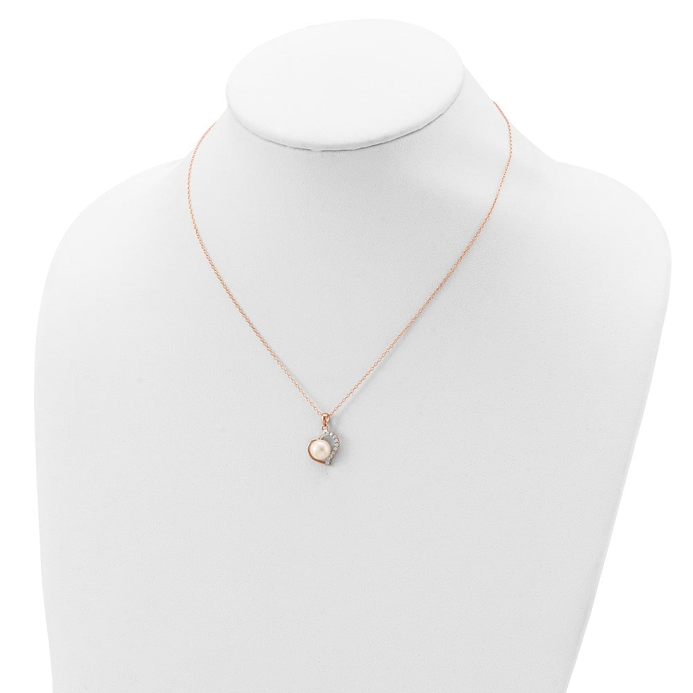 Ss/vergoldet Sterlingsilber Roséfarben 18K Glanz-pl 7-8mm Knopf Fwc Perle Halskette