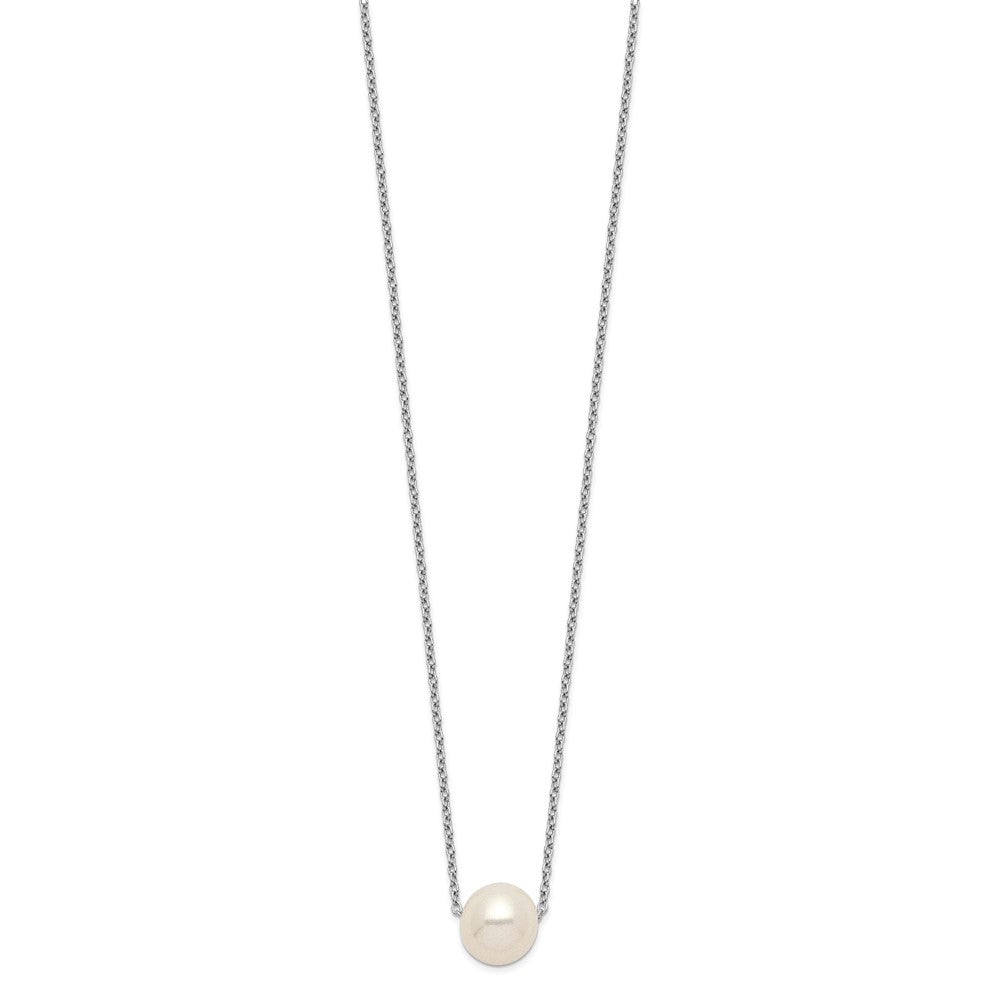Sterlingsilber Rhodiniert 9-10mm Weiß Nahe Rund Fwc Perle Halskette