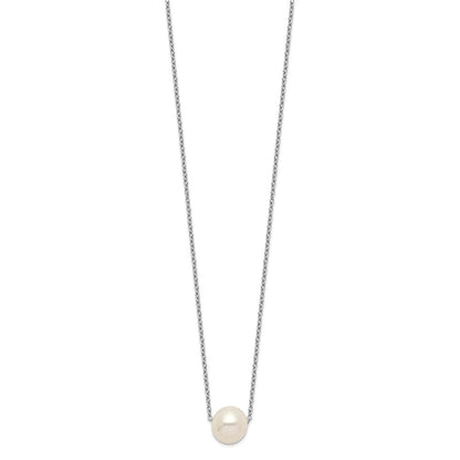 Sterlingsilber Rhodiniert 9-10mm Weiß Nahe Rund Fwc Perle Halskette