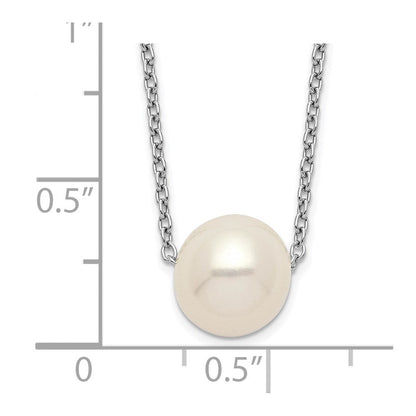 Sterlingsilber Rhodiniert 9-10mm Weiß Nahe Rund Fwc Perle Halskette