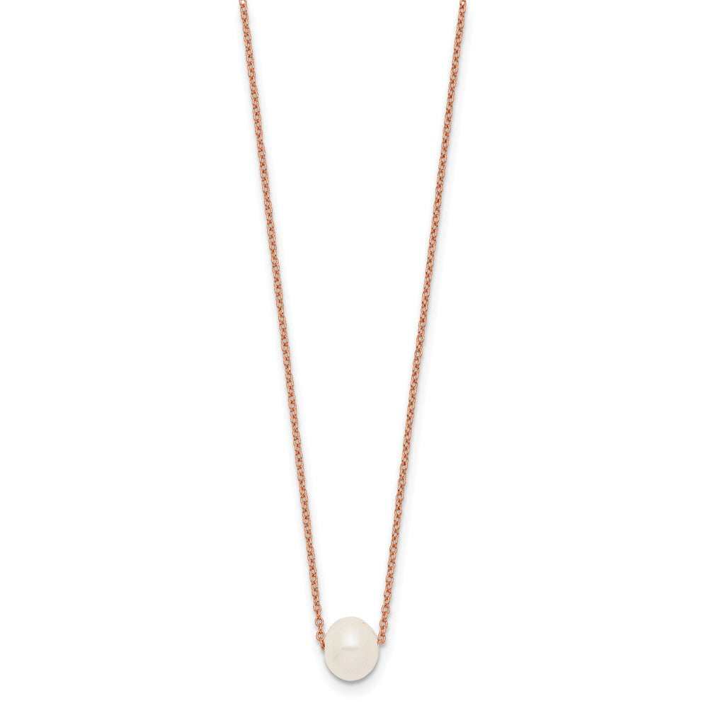 Ss/vergoldet Sterlingsilber Roséfarben 18K Glanz-pl 8-9mm Weiß Fwc Perle Halskette