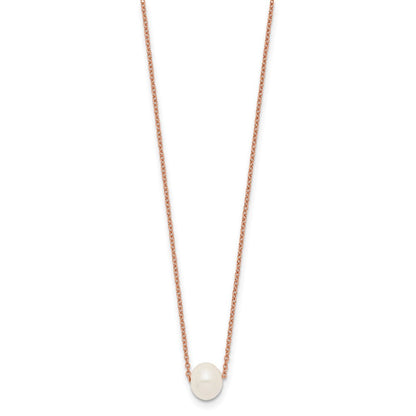 Ss/vergoldet Sterlingsilber Roséfarben 18K Glanz-pl 8-9mm Weiß Fwc Perle Halskette
