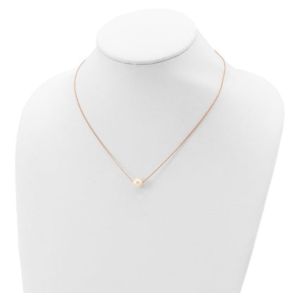 Ss/vergoldet Sterlingsilber Roséfarben 18K Glanz-pl 8-9mm Weiß Fwc Perle Halskette