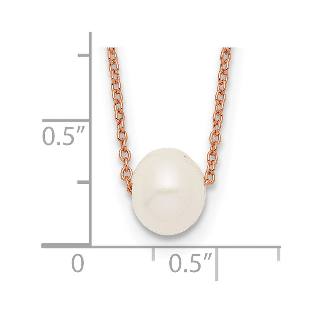 Ss/vergoldet Sterlingsilber Roséfarben 18K Glanz-pl 8-9mm Weiß Fwc Perle Halskette