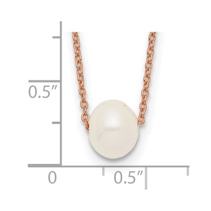Ss/vergoldet Sterlingsilber Roséfarben 18K Glanz-pl 8-9mm Weiß Fwc Perle Halskette