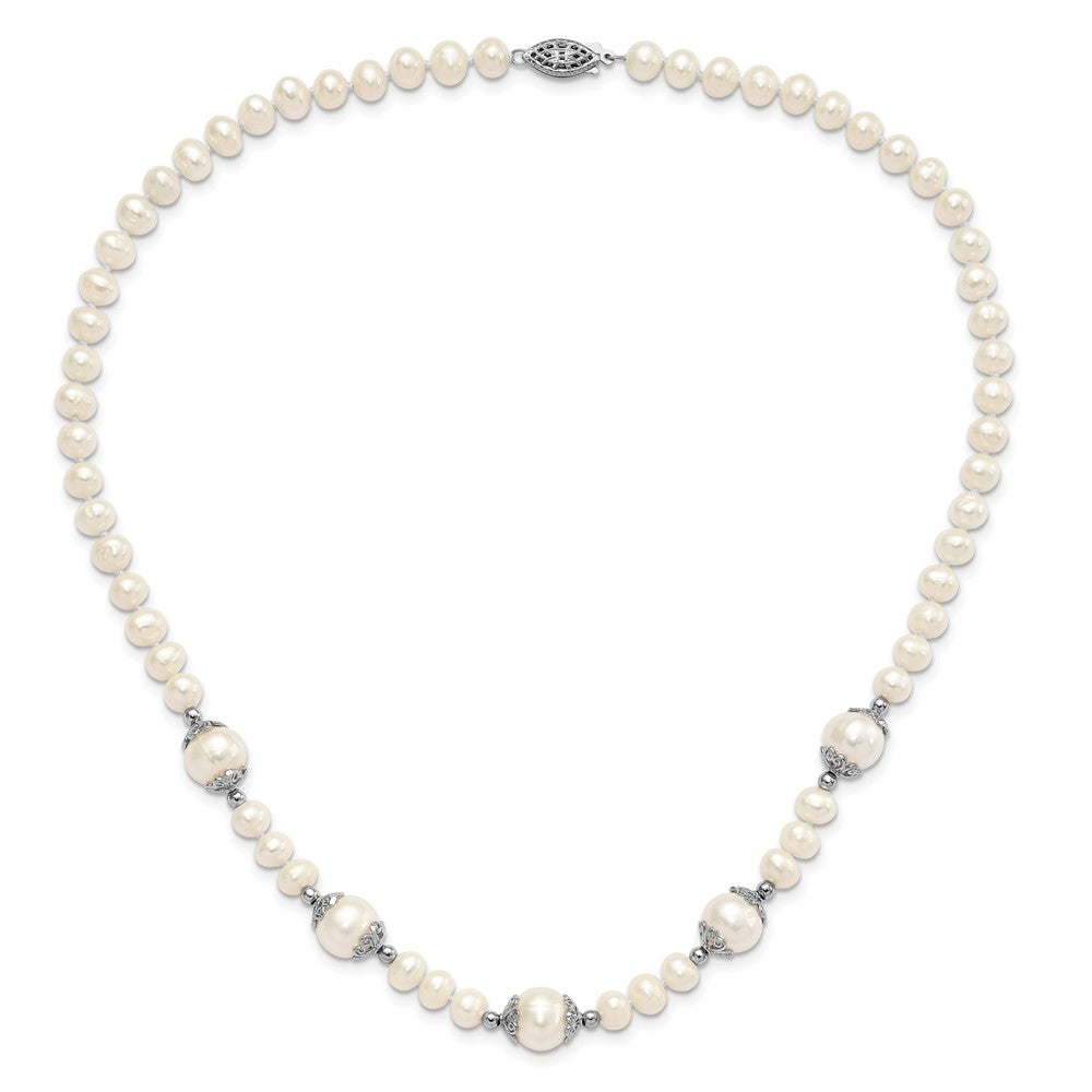 Sterlingsilber Rhodiniert 6-9mm Fw Zuchtperle 5-station Halskette