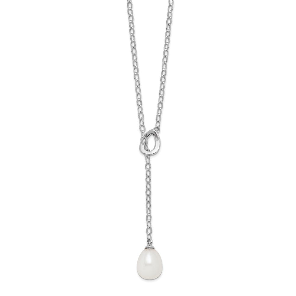 Sterlingsilber Rhodiniert 8-9mm Weiß Rice Fwc Perle Adjust. Halskette