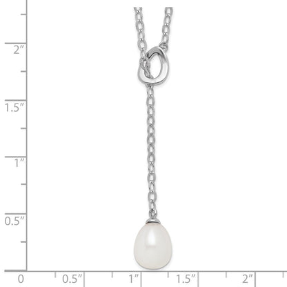 Sterlingsilber Rhodiniert 8-9mm Weiß Rice Fwc Perle Adjust. Halskette