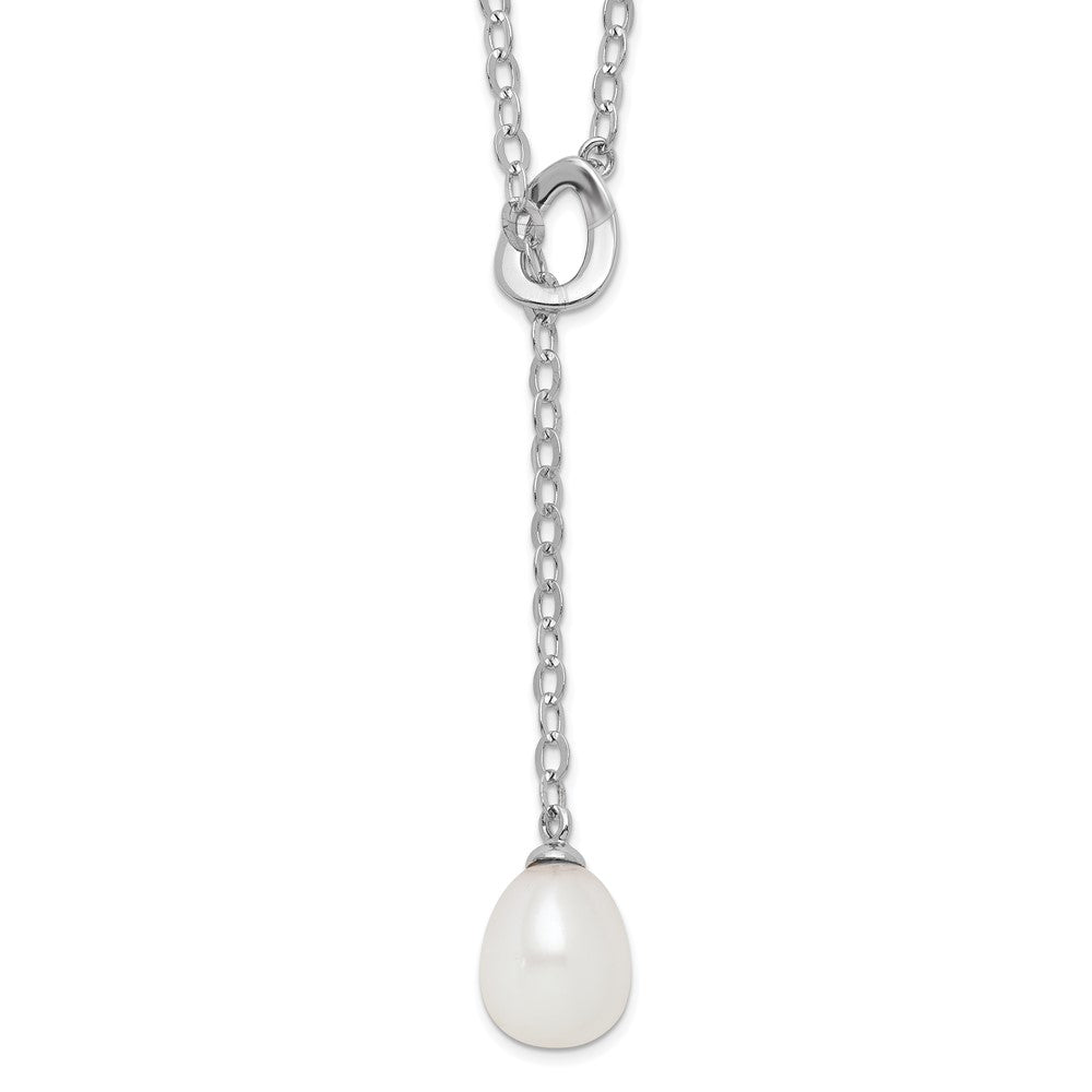 Sterlingsilber Rhodiniert 8-9mm Weiß Rice Fwc Perle Adjust. Halskette