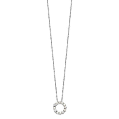 Sterlingsilber Rhodiniert 3-3.5mm Fwc Perle Zirkonia 1.75 Zoll Verlängerung Halskette