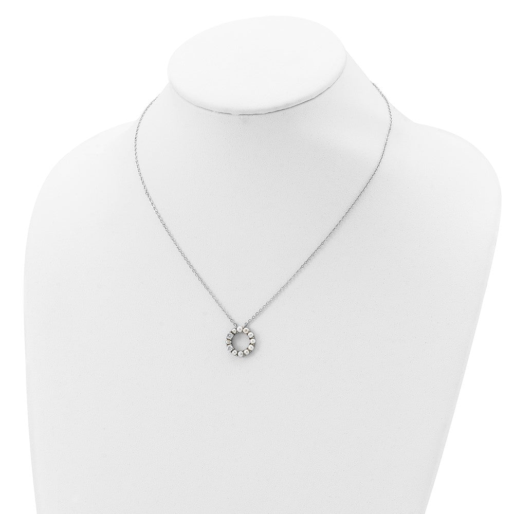 Sterlingsilber Rhodiniert 3-3.5mm Fwc Perle Zirkonia 1.75 Zoll Verlängerung Halskette