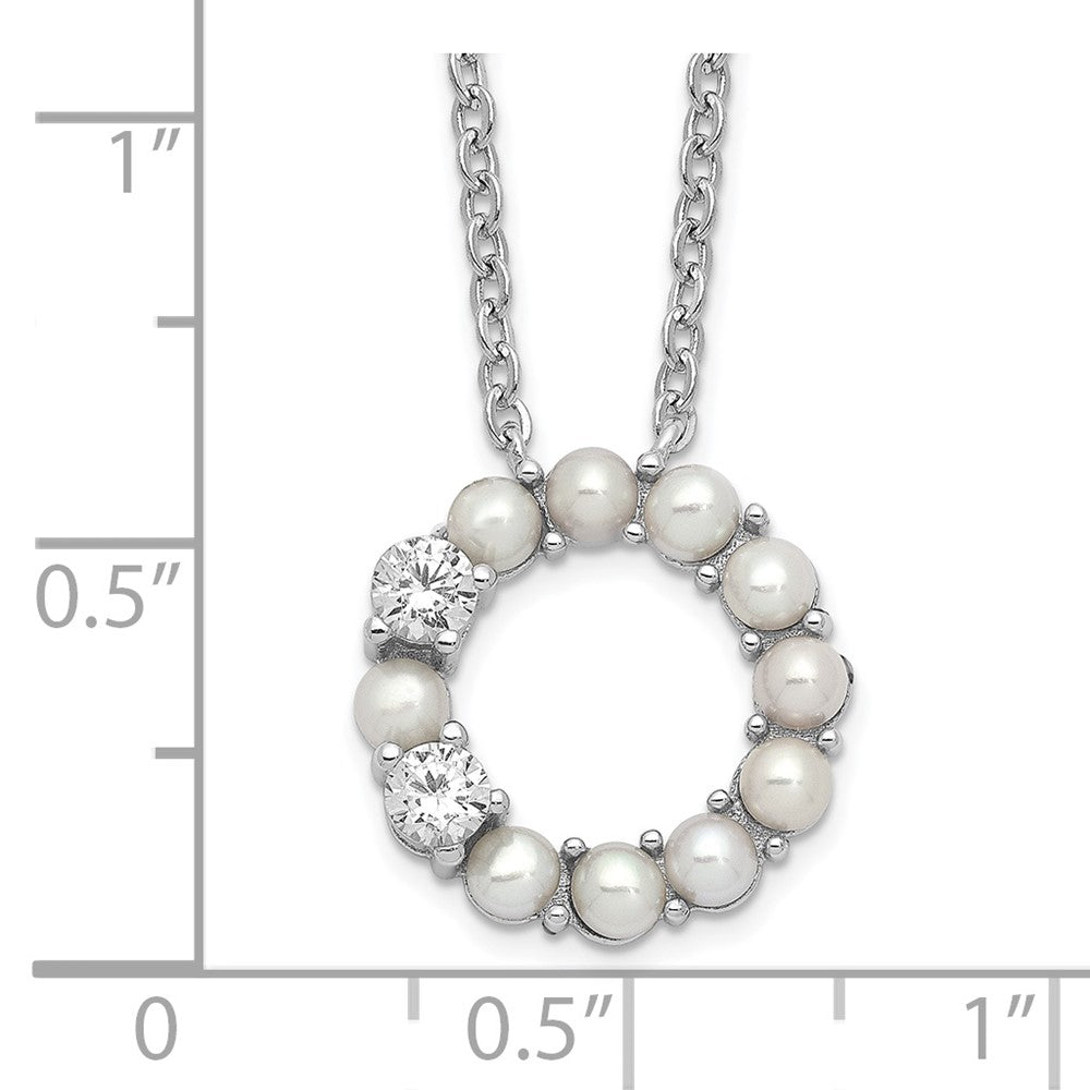 Sterlingsilber Rhodiniert 3-3.5mm Fwc Perle Zirkonia 1.75 Zoll Verlängerung Halskette