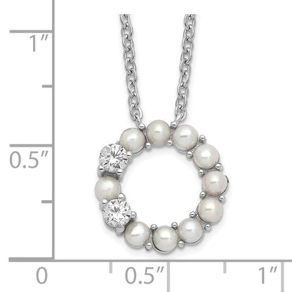 Sterlingsilber Rhodiniert 3-3.5mm Fwc Perle Zirkonia 1.75 Zoll Verlängerung Halskette