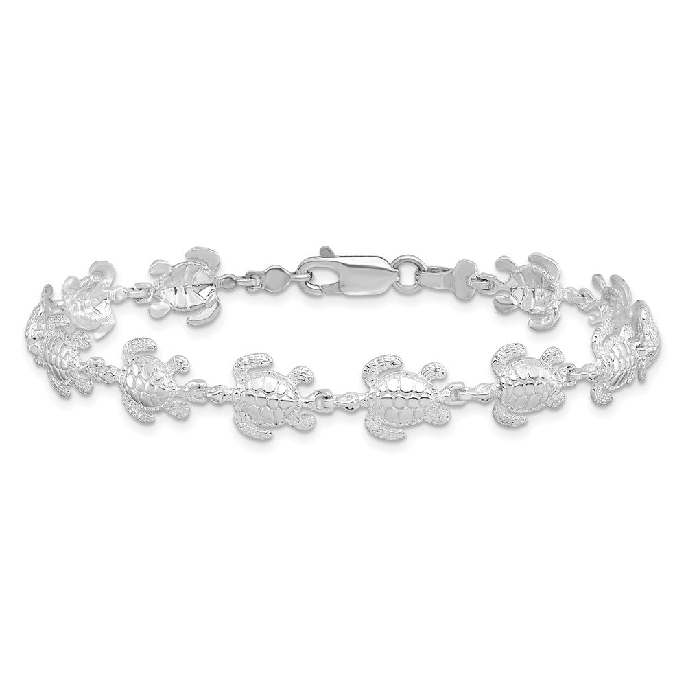 Sterlingsilber De-ani Rhodiniert Poliert Meer Schildkröte 7.5 Zoll Armband