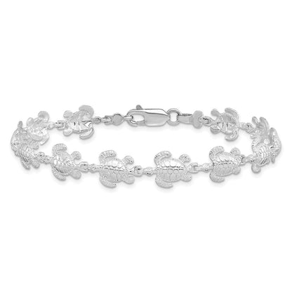 Sterlingsilber De-ani Rhodiniert Poliert Meer Schildkröte 7.5 Zoll Armband