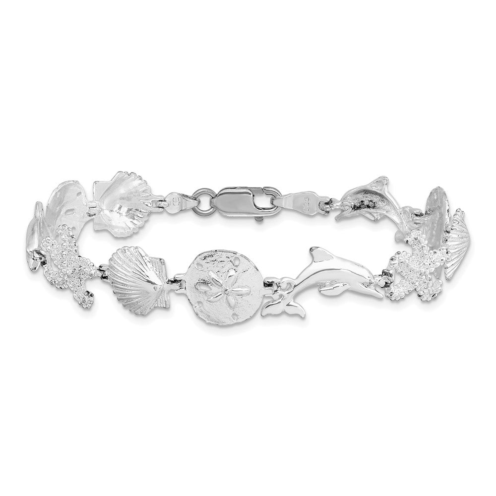 7.25 Zoll De-ani Sterlingsilber Rhodiniert Poliert Meer Leben Armband
