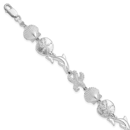 7.25 Zoll De-ani Sterlingsilber Rhodiniert Poliert Meer Leben Armband